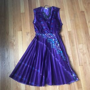 Vintage Purple Pleated Dress